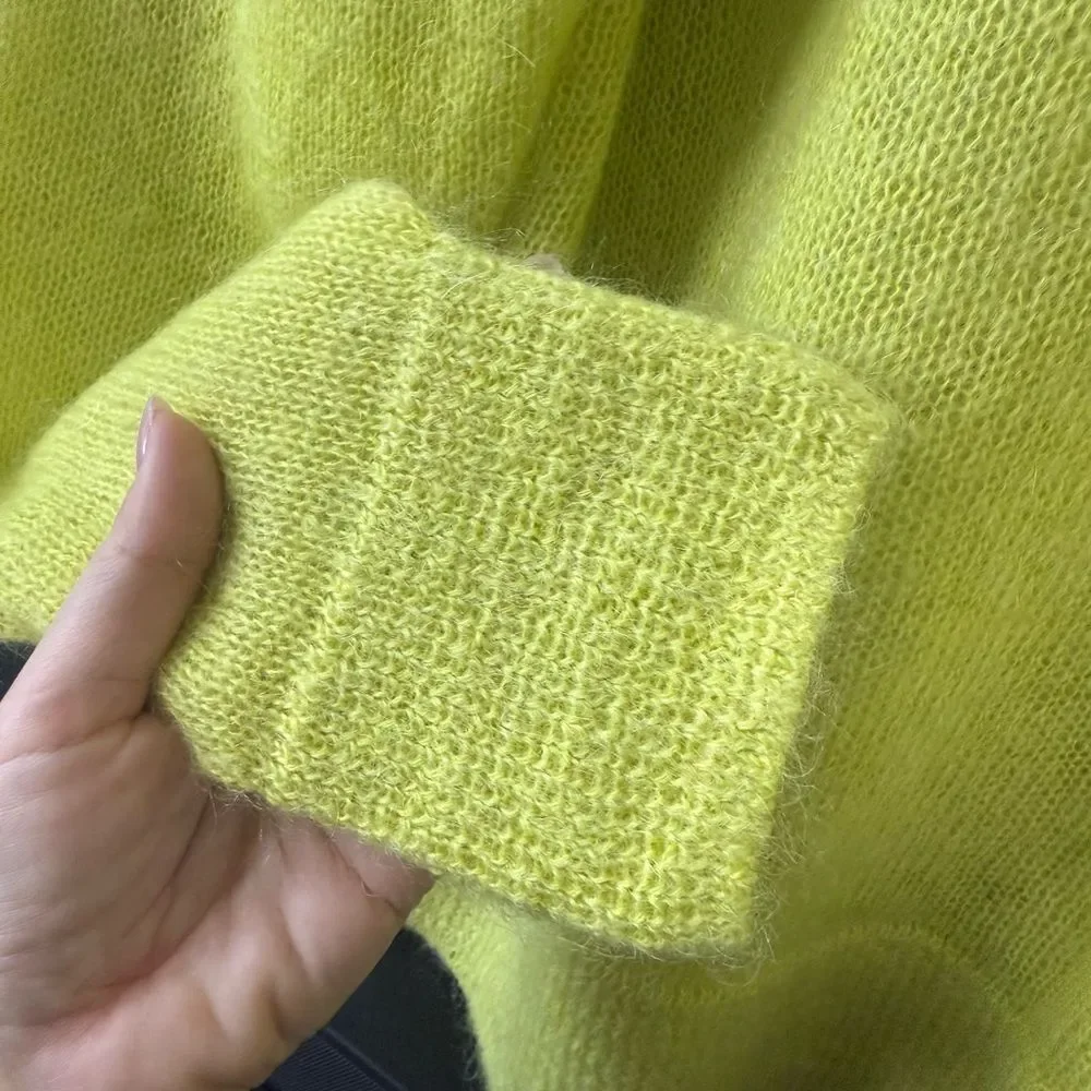 & Other Stories Knit Neon Yellow Mohair Blend Sweater